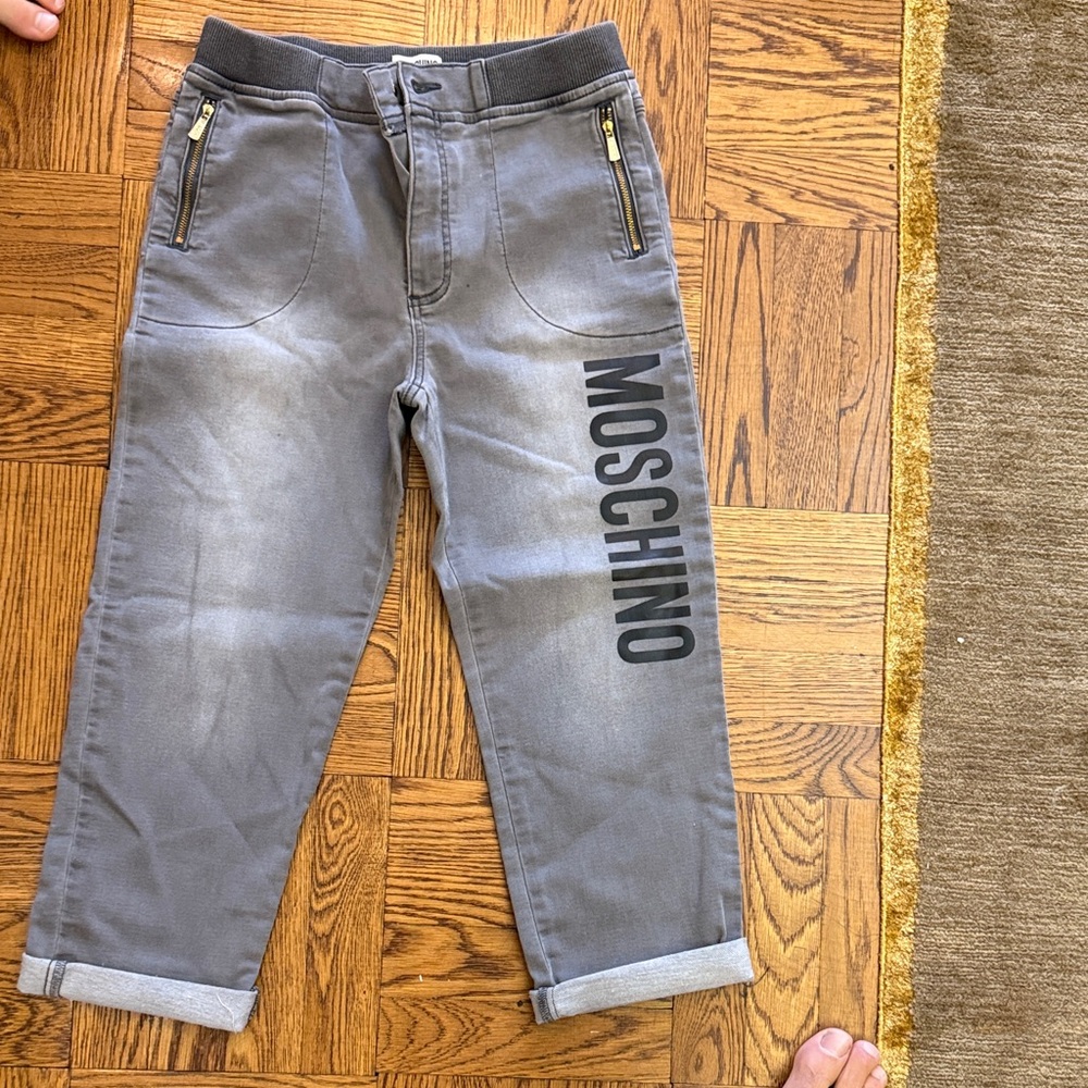 Moschino Kids Charcoal Jeans with Bold Logo